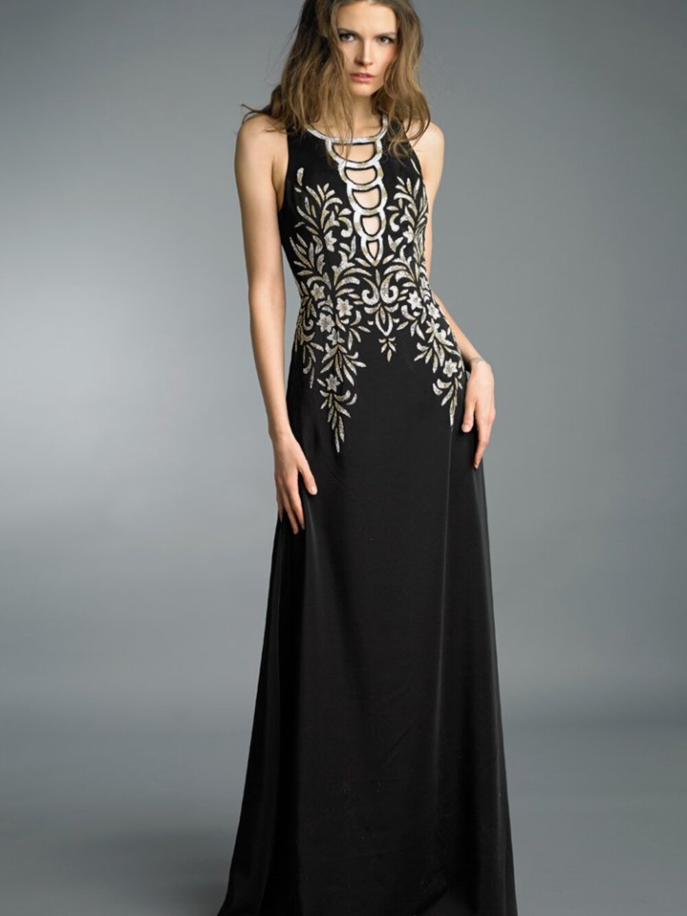 D8808L Sleeveless Evening Dress - Black Multi